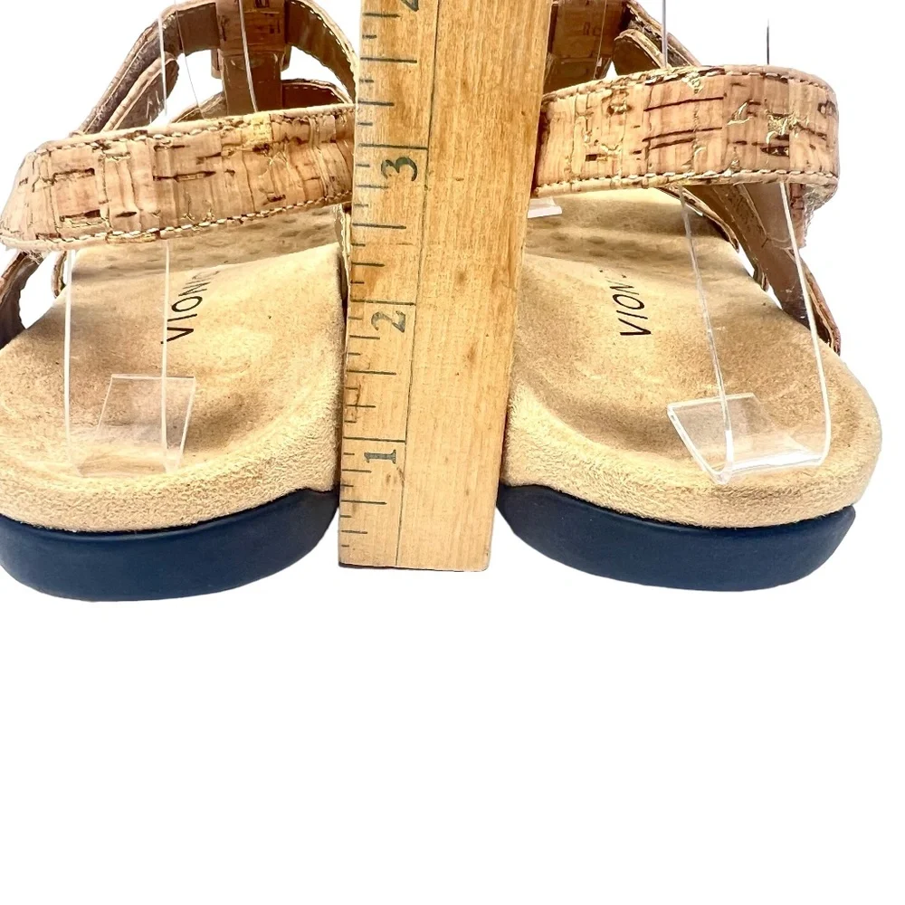 Vionic women's Amber gold cork adjustable strap sandals size 6
